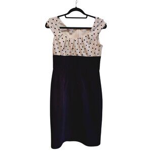 Dressbarn Sheath Dress Womens 8 Black Elegant Party Date Night polka dot career